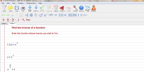 Partial view of Algebrator solving for an inverse